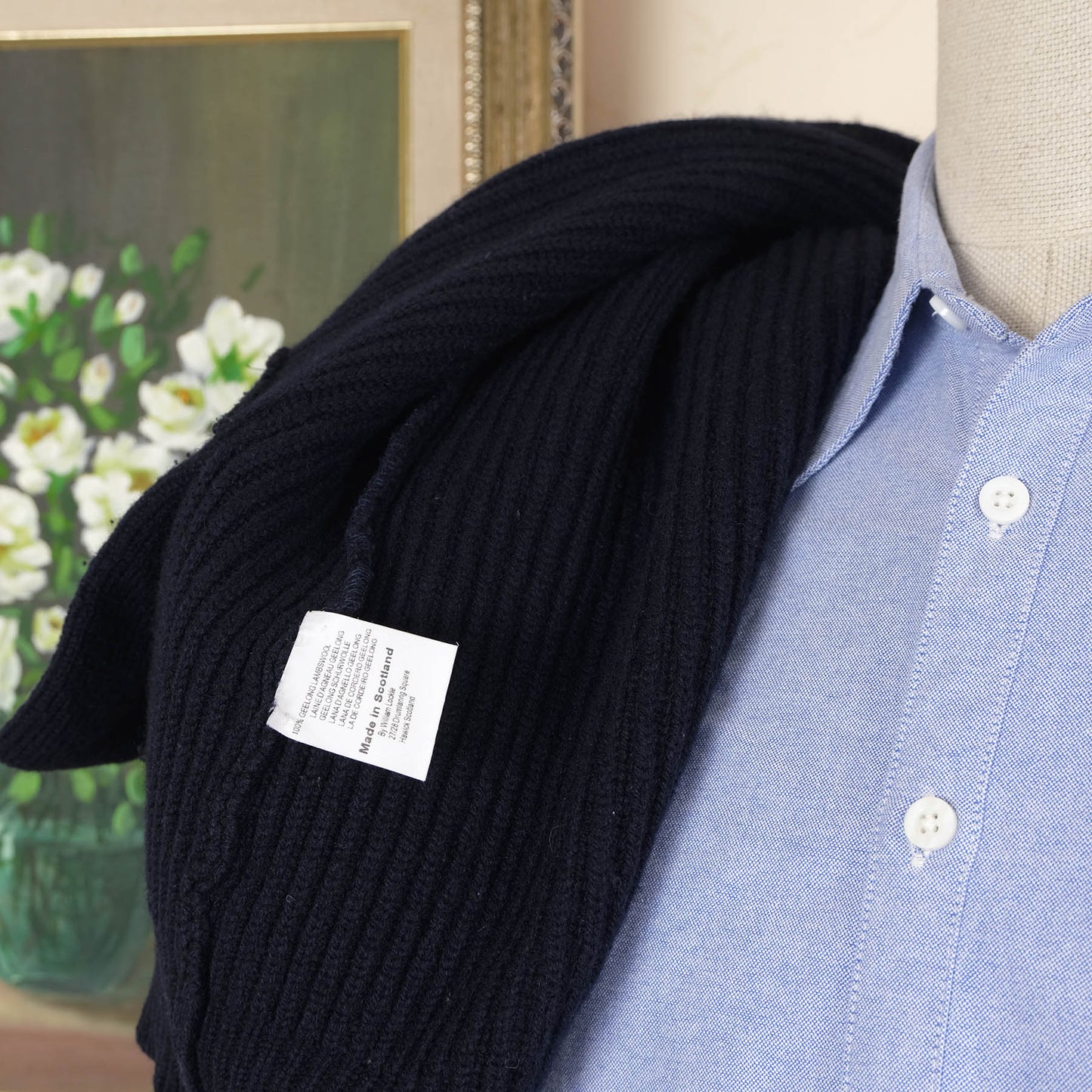 William Lockie, navy blue cardigan, size L, geelong