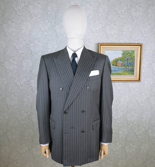 Canali, dark grey suit, size 44UK, pinstripe, double-breasted