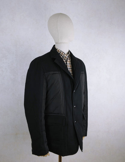 Moncler, Black Down Jacket, Size 46UK, Woolen Fabric 