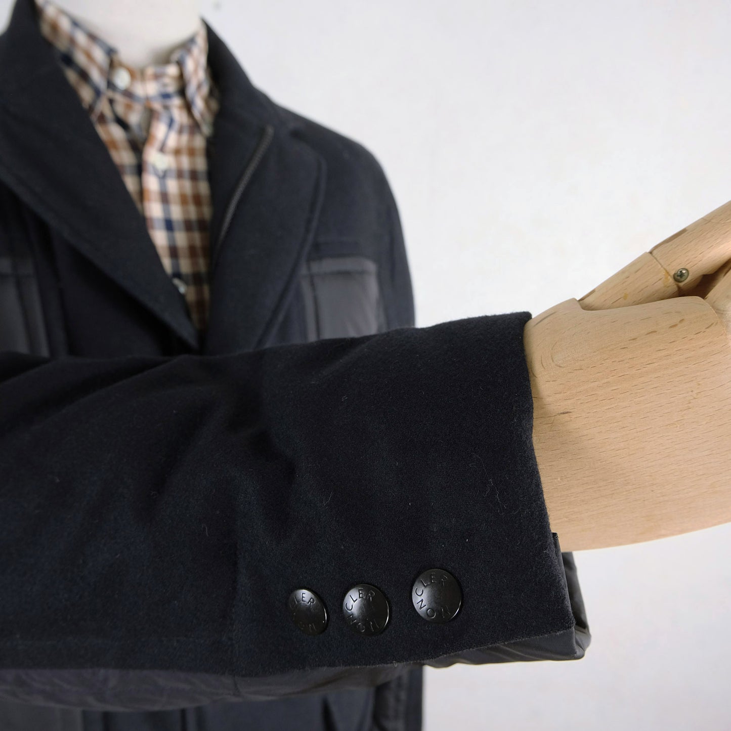 Moncler, Black down jacket, Size 56EU, wool