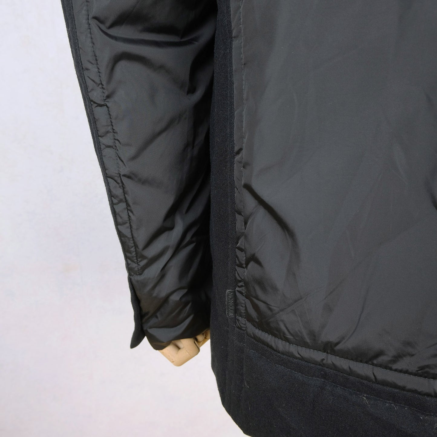 Moncler, Black Down Jacket, Size 46UK, Woolen Fabric 
