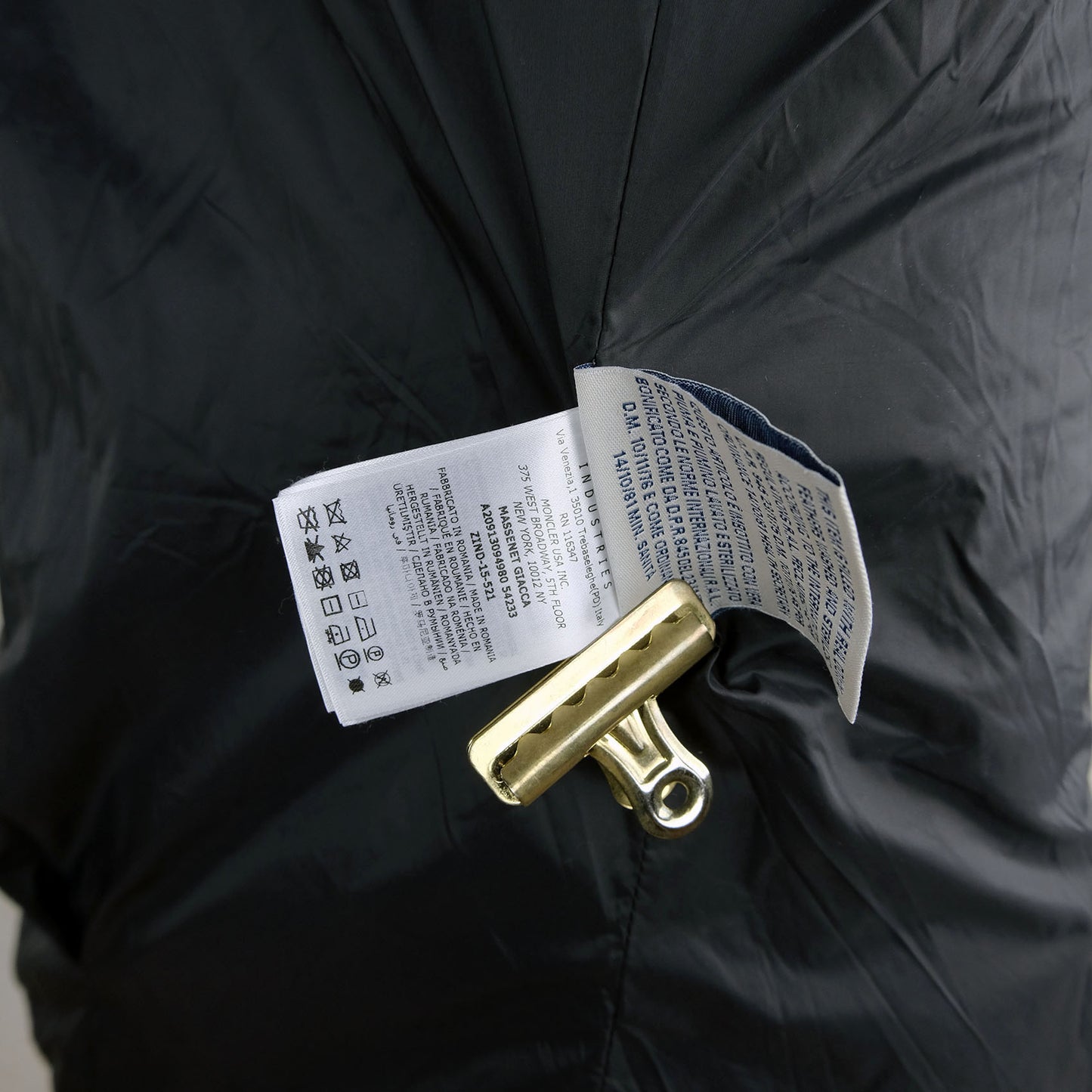 Moncler, Black down jacket, Size 56EU, wool