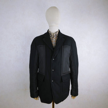 Moncler, Black Down Jacket, Size 46UK, Woolen Fabric 