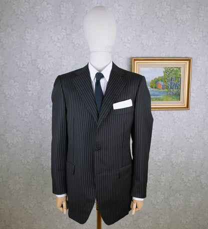 Raffaele Caruso, dark suit, size 44UK, pinstripe