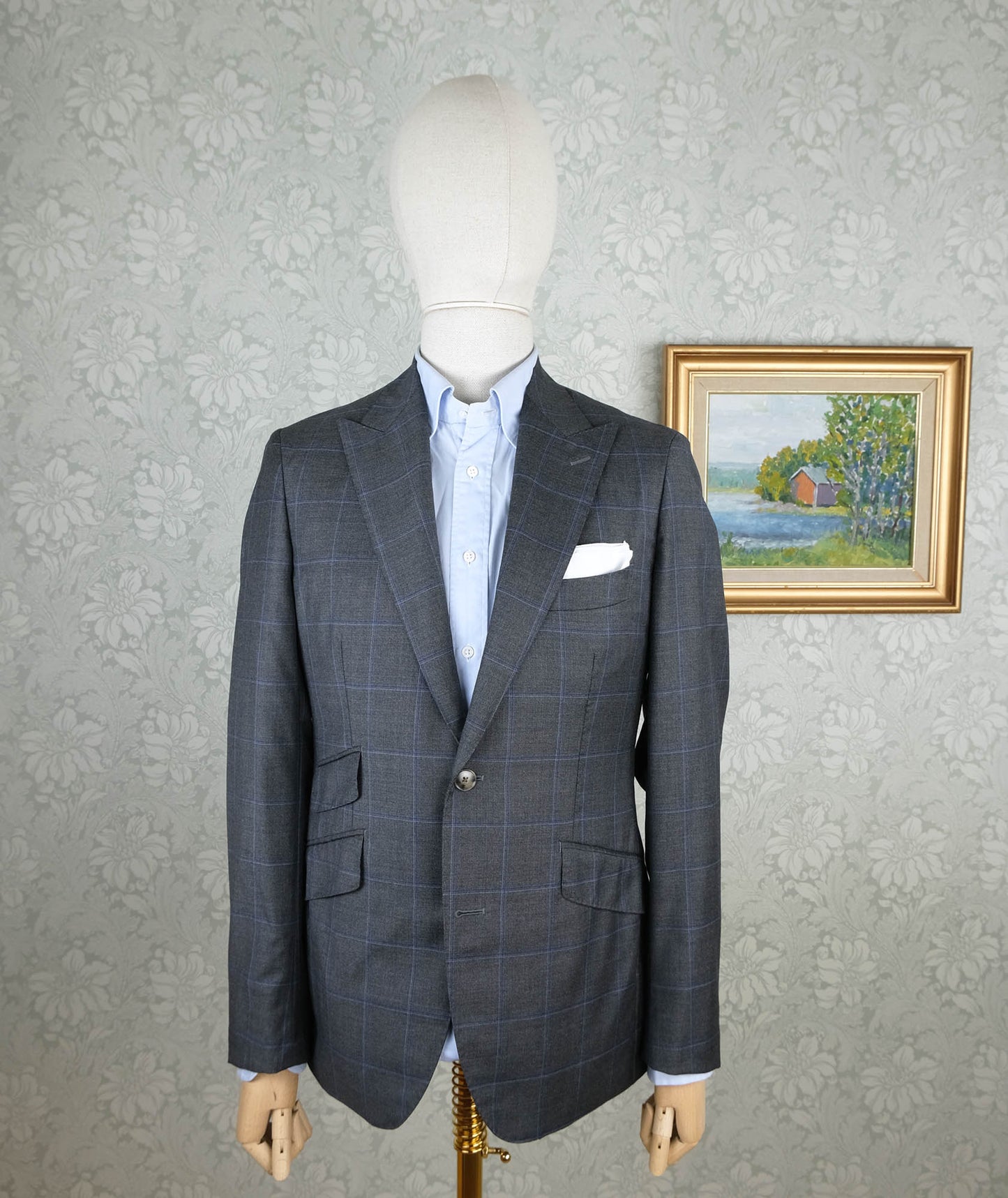 Suitsupply, harmaa irtotakki, koko 48, mittatilaus