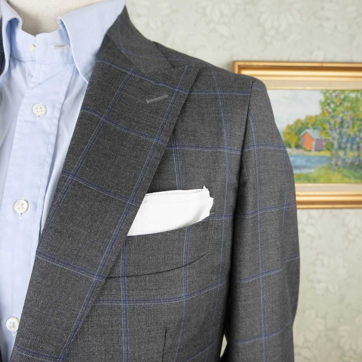 Suitsupply, harmaa irtotakki, koko 48, mittatilaus