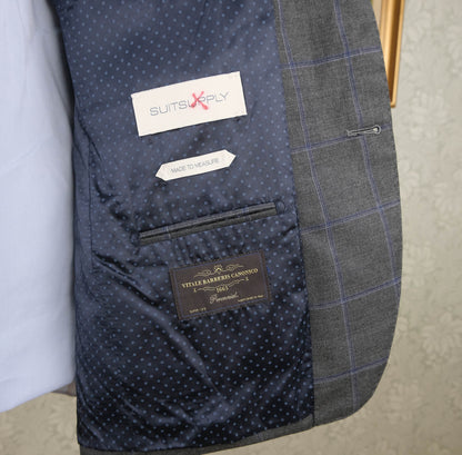 Suitsupply, harmaa irtotakki, koko 48, mittatilaus