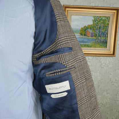 Suitsupply, ruskea irtotakki, koko 48, pellavakangas
