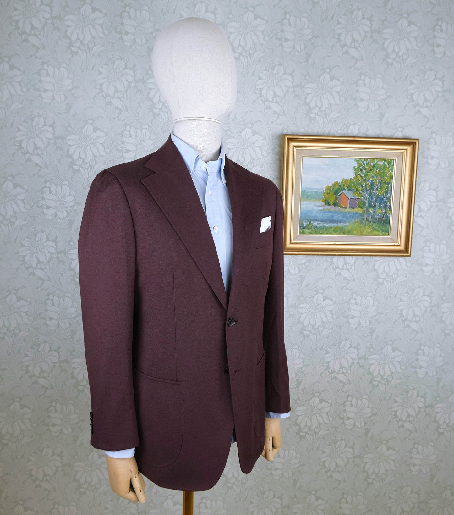 Suitsupply, tummanpunainen irtotakki, koko 50, komia väri