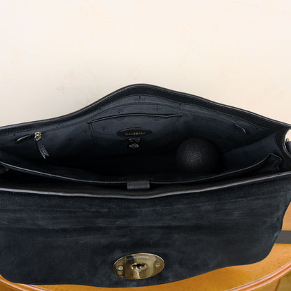 Mulberry, black leather briefcase, textured leather, with shoulder strap