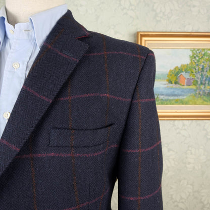 Oxford Blue, sininen tweedtakki, koko 54, kuin uusi