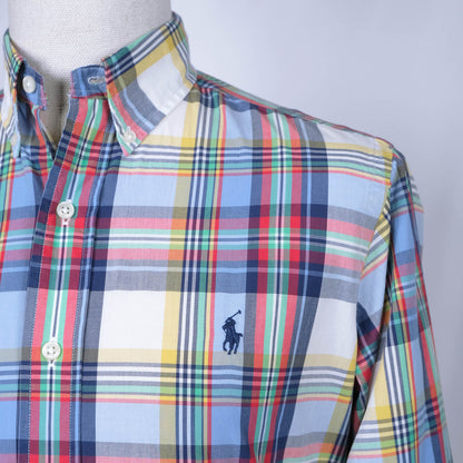 Polo Ralph Lauren, nappikauluspaita, koko S, monivärinen madraskuvio