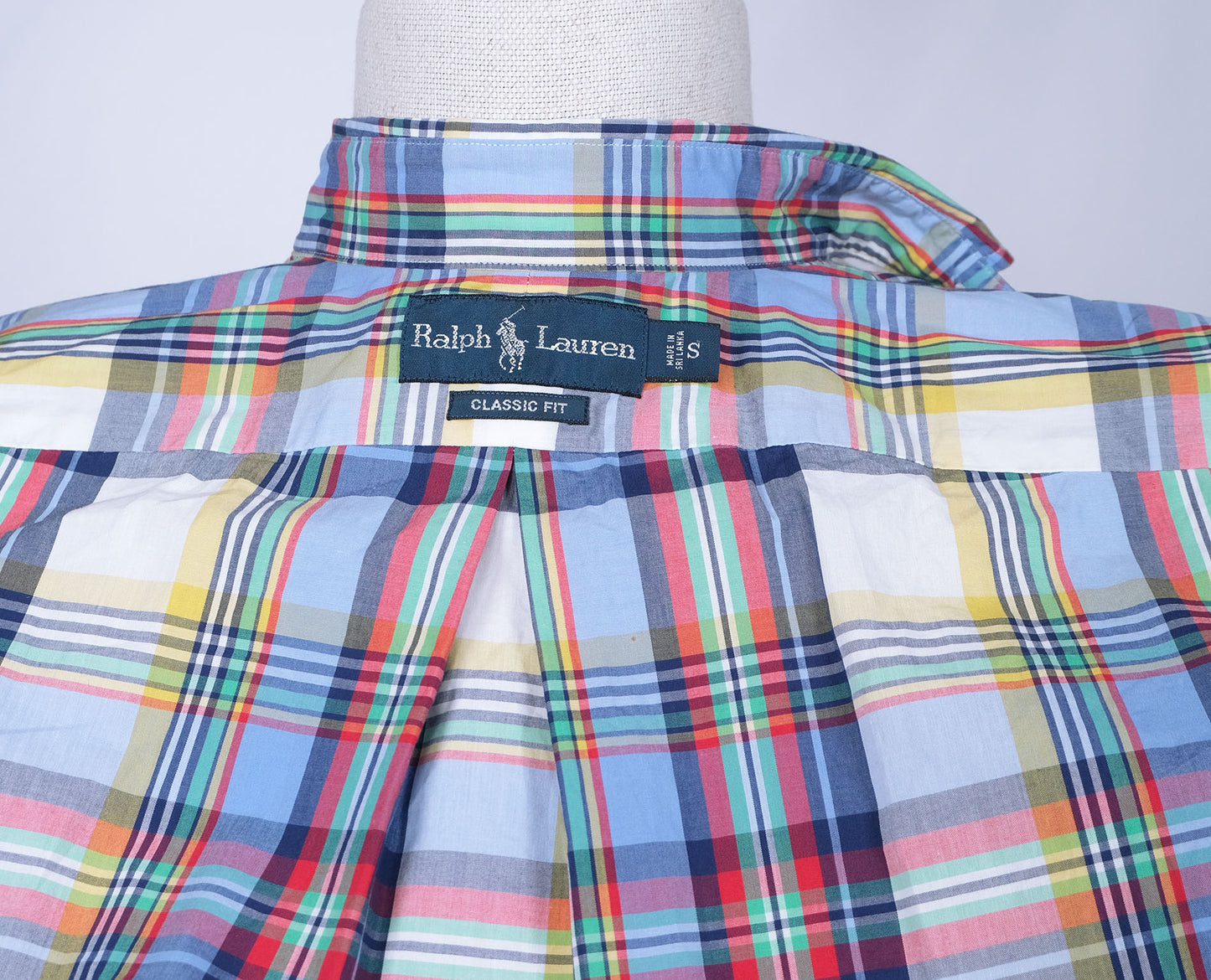 Polo Ralph Lauren, nappikauluspaita, koko S, monivärinen madraskuvio