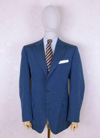 Ravazzolo, blue hand made jacket, size 56, silk-cotton