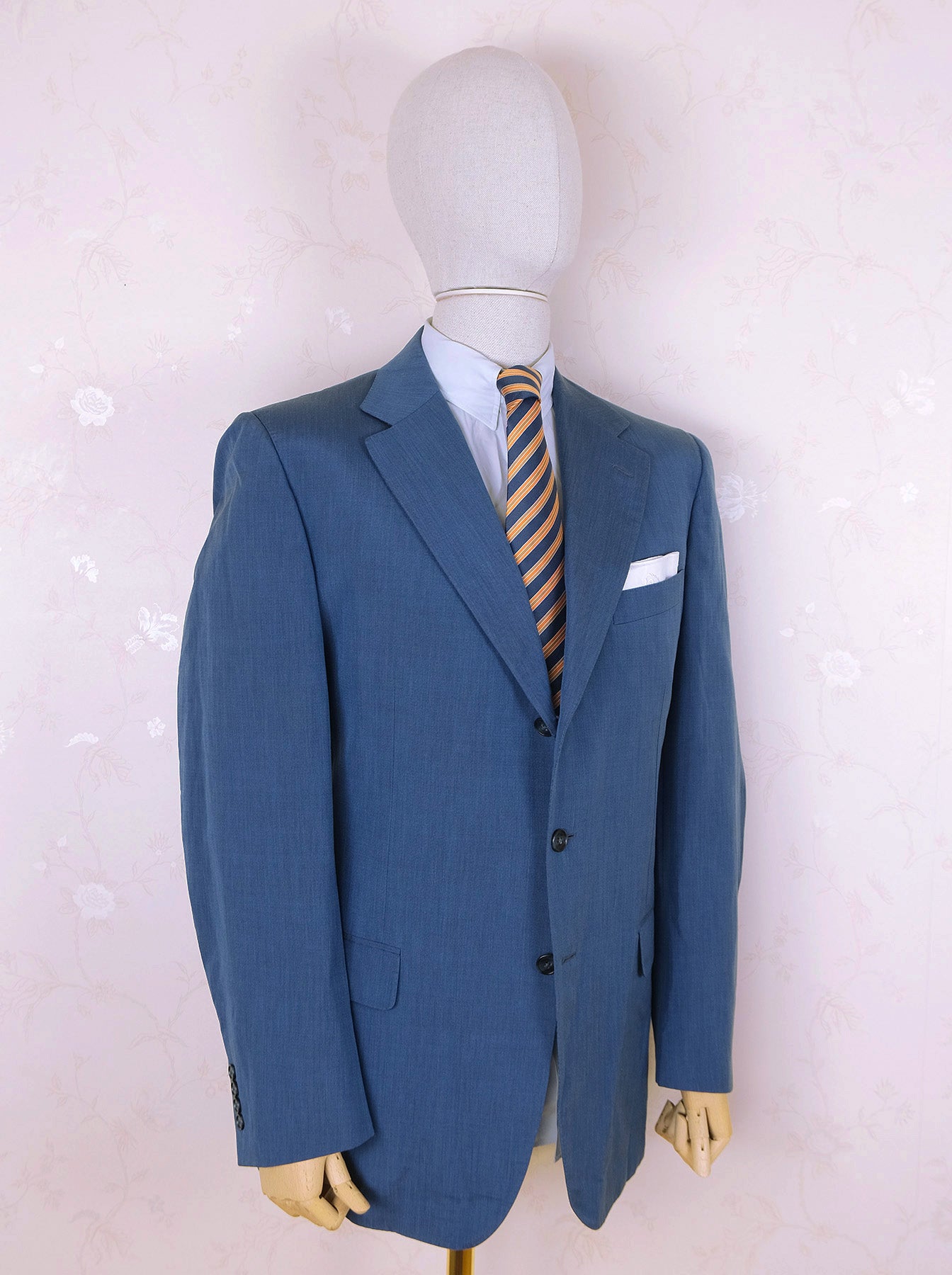 Ravazzolo, blue hand made jacket, size 56, silk-cotton