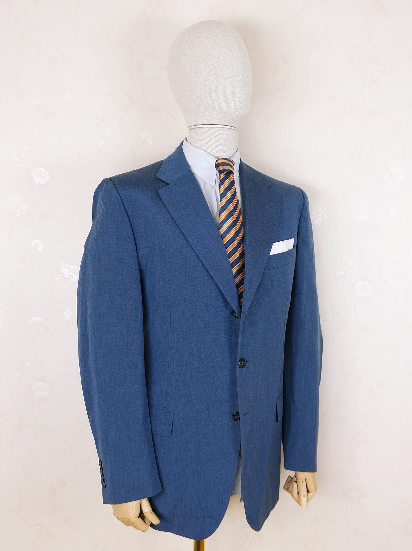 Ravazzolo, blue hand made jacket, size 56, silk-cotton