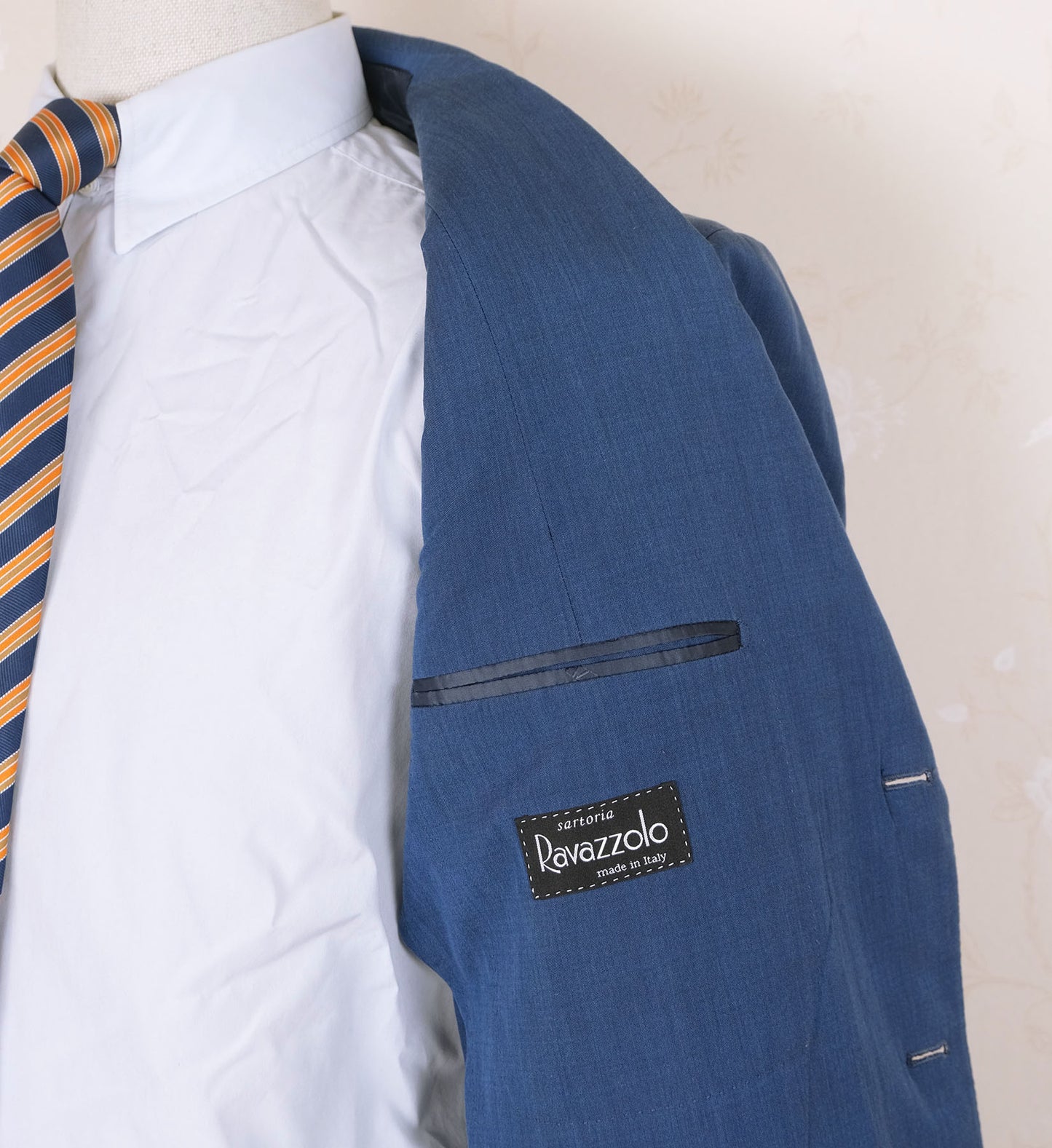 Ravazzolo, blue hand made jacket, size 56, silk-cotton