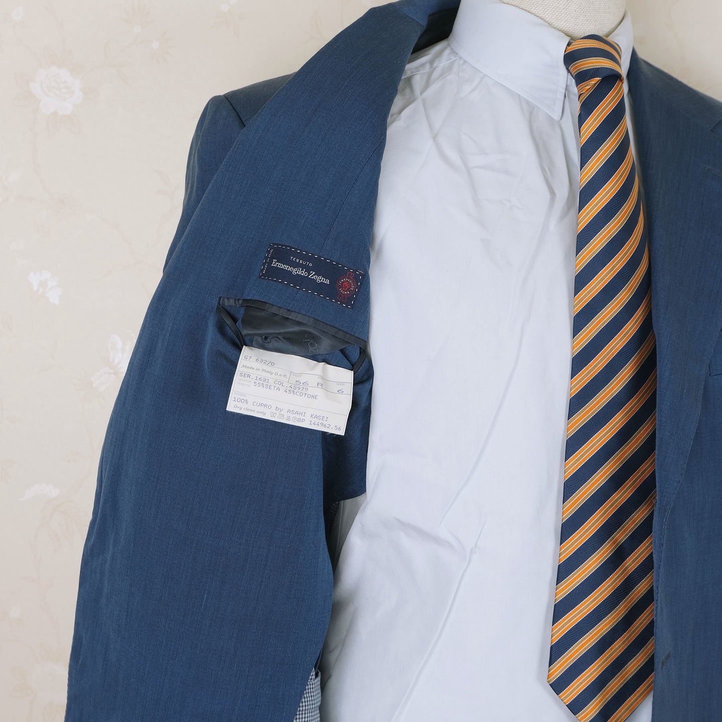 Ravazzolo, blue hand made jacket, size 56, silk-cotton