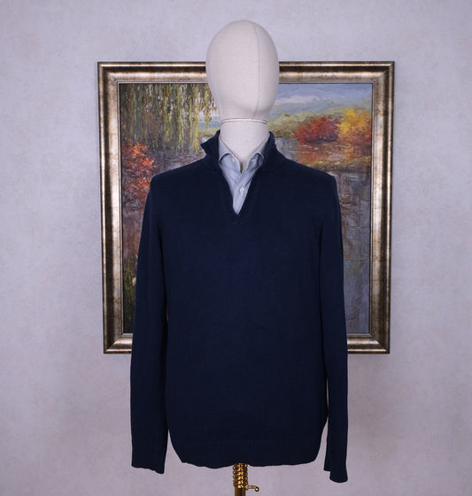 Reiss, blue jumper, size L, cotton-cashmere