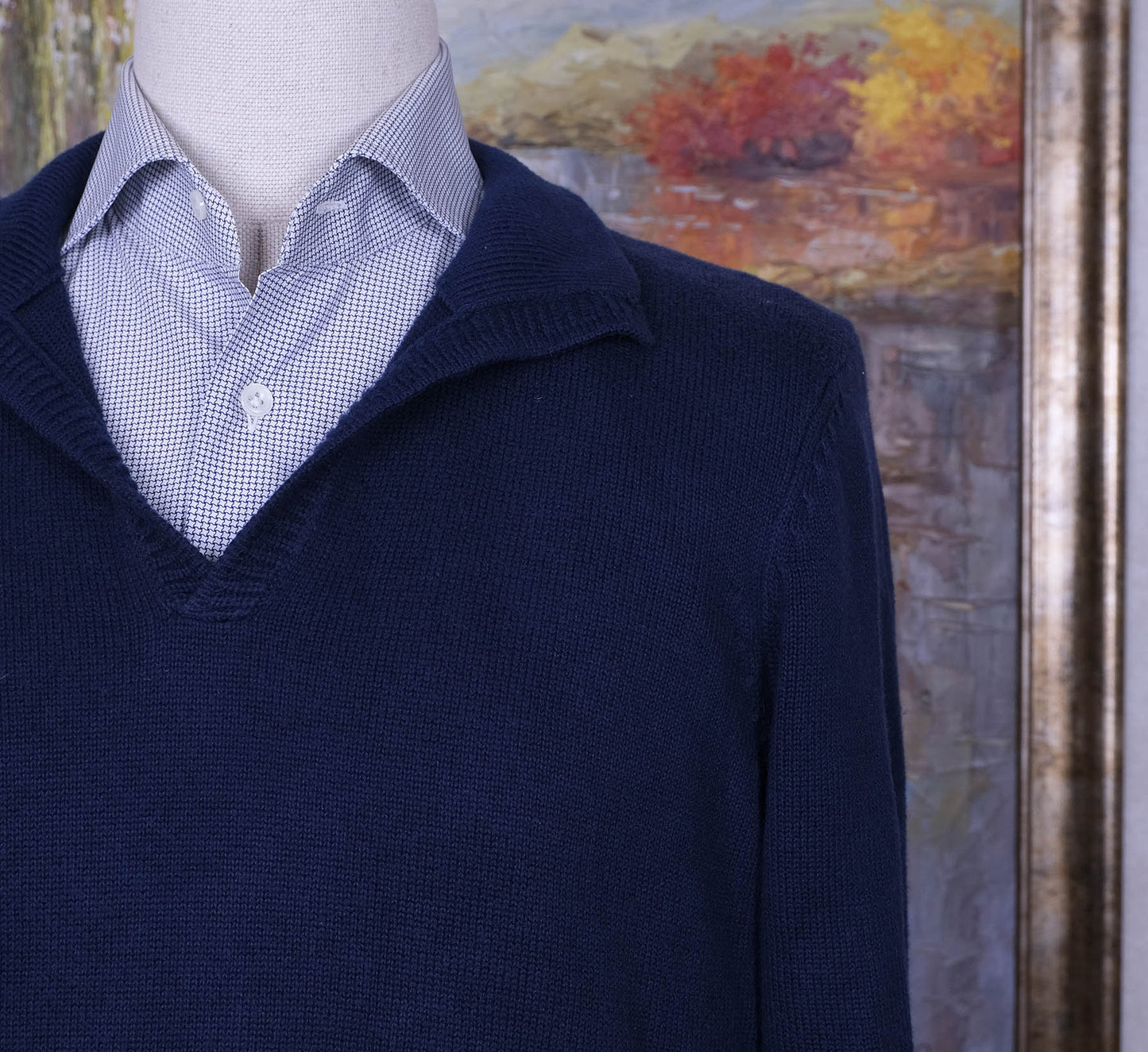 Reiss, blue jumper, size L, cotton-cashmere