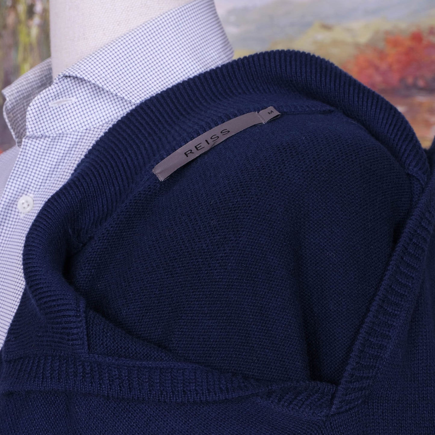 Reiss, blue jumper, size L, cotton-cashmere