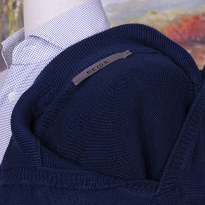 Reiss, blue jumper, size L, cotton-cashmere