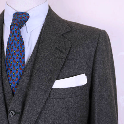 SIR of Sweden, tumma puku, koko 48, vintage, flanellikangas, mukana liivi