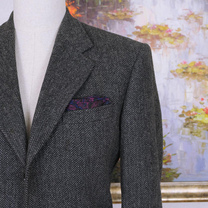 Sartoria Caracciolo, harmaa tweedtakki, koko 50, kalanruotokuvio