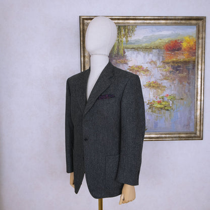 Sartoria Caracciolo, harmaa tweedtakki, koko 50, kalanruotokuvio
