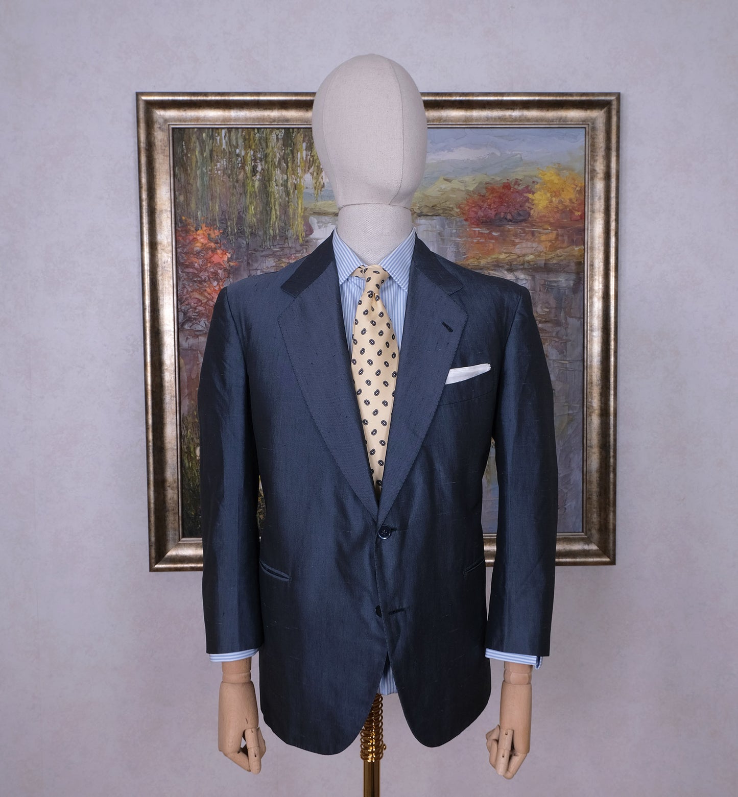 Sartoria Fratelli Concolato, räätälin tekemä sininen puku, koko 50, vatsakas