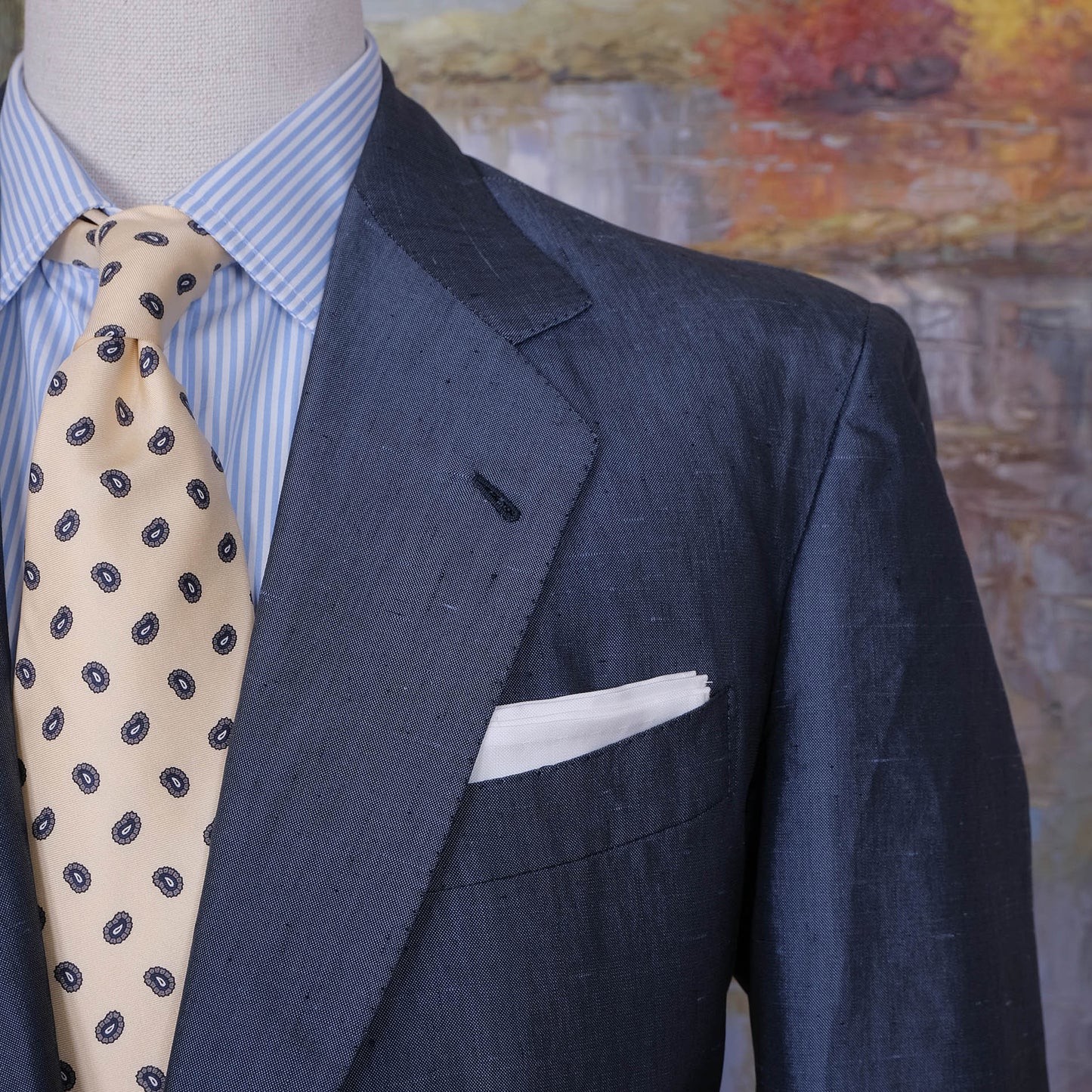 Sartoria Fratelli Concolato, räätälin tekemä sininen puku, koko 50, vatsakas