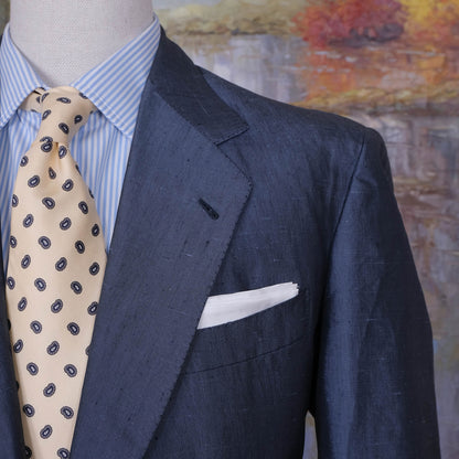 Sartoria Fratelli Concolato, räätälin tekemä sininen puku, koko 50, vatsakas