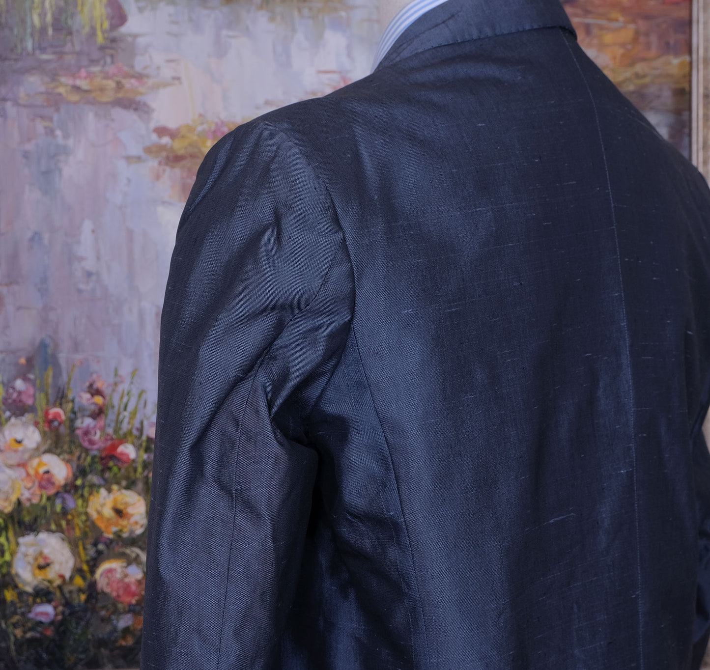 Sartoria Fratelli Concolato, räätälin tekemä sininen puku, koko 50, vatsakas