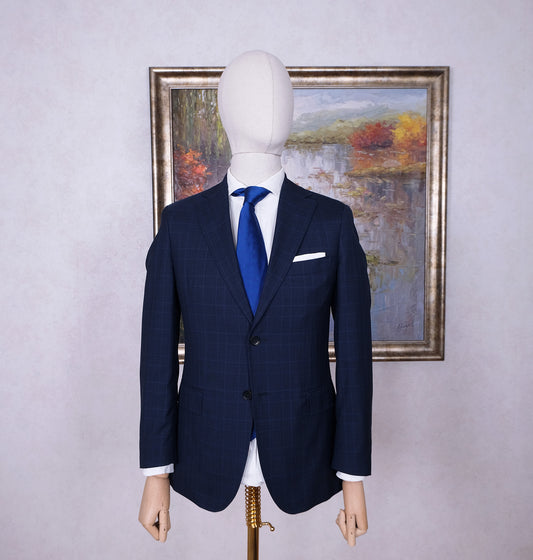 Schoffa, tummansininen puku, koko 48, lyhyempi