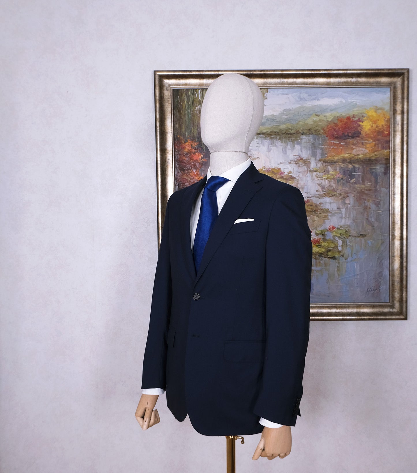 Scuderi, dark blue suit, size 38UK, light wool