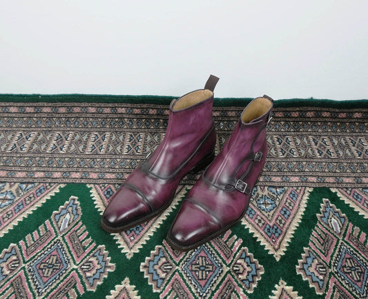 Septième Largeur, purple patina monk boots, size 8.5UK
