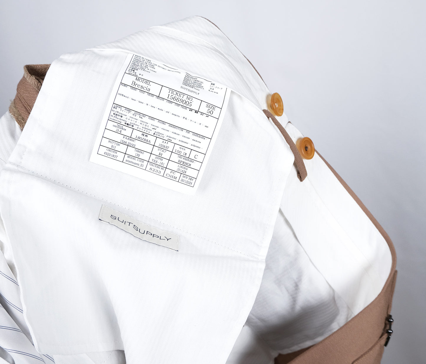 Suitsupply, vaaleat suorat housut, koko 33, mittatilaus
