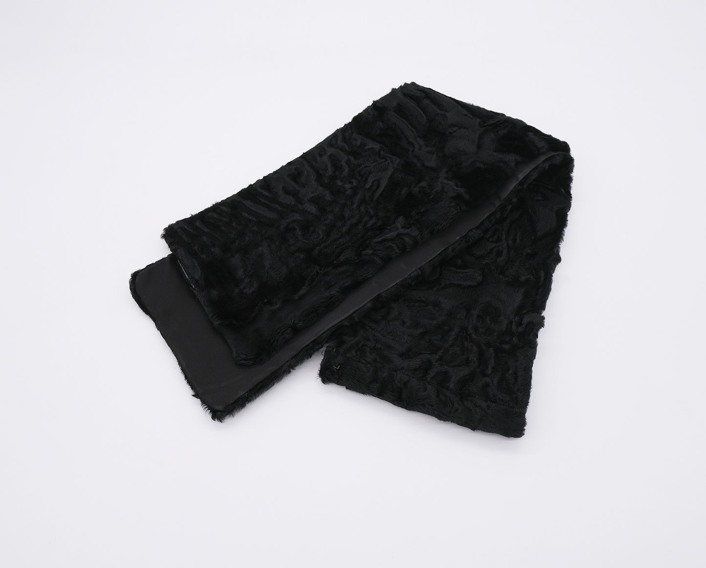 Black swakara fur scarf, karakul sheep material
