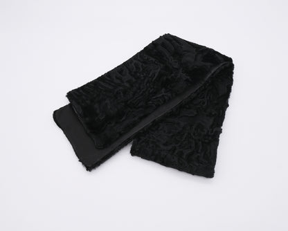 Black swakara fur scarf, karakul sheep material
