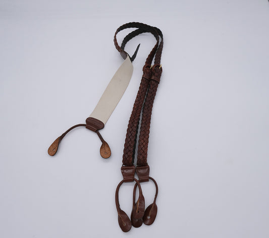 Trafalgar, brown braces, braided leather, made in USA