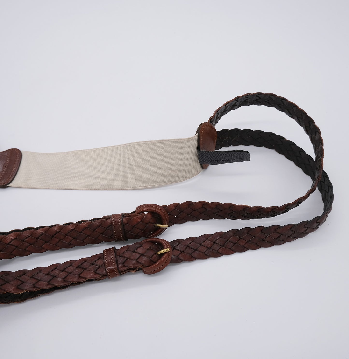 Trafalgar, brown braces, braided leather, made in USA