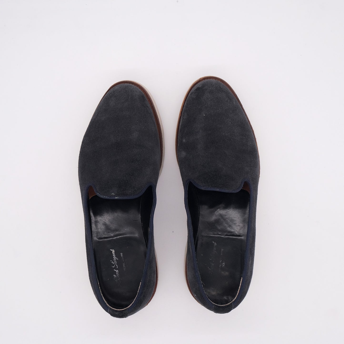 Alfred Sargent, blue suede loafers, size 42EU, thicker rubber sole