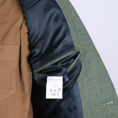 Gieves & Hawkes, vihreä vahva tweedtakki, koko 50, hoikka