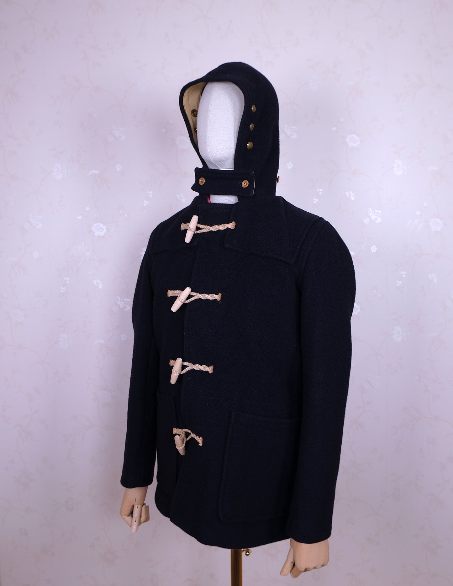 Gloverall, sininen duffelitakki, koko S, tehty Englannissa