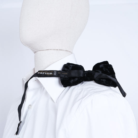 Carven, black velvet bow tie