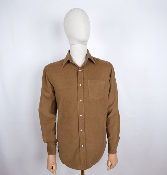 Ralph Lauren Purple Label, tan corduroy collar shirt, size 39EU, loose fit
