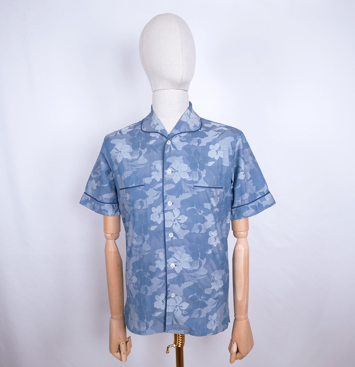 Turnbull & Asser, sininen kauluspaita, koko S, lyhyet hihat