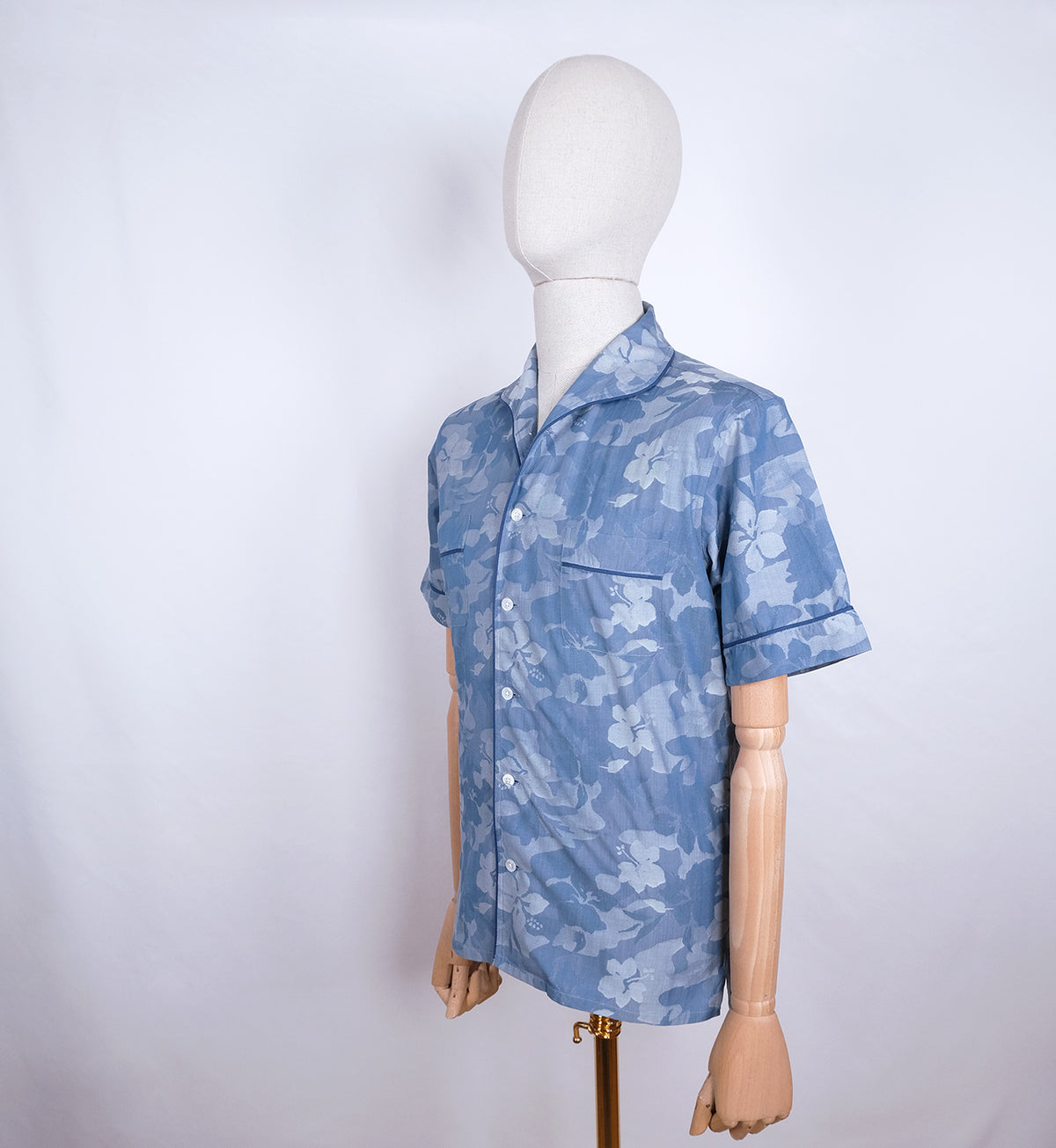 Turnbull & Asser, sininen kauluspaita, koko S, lyhyet hihat