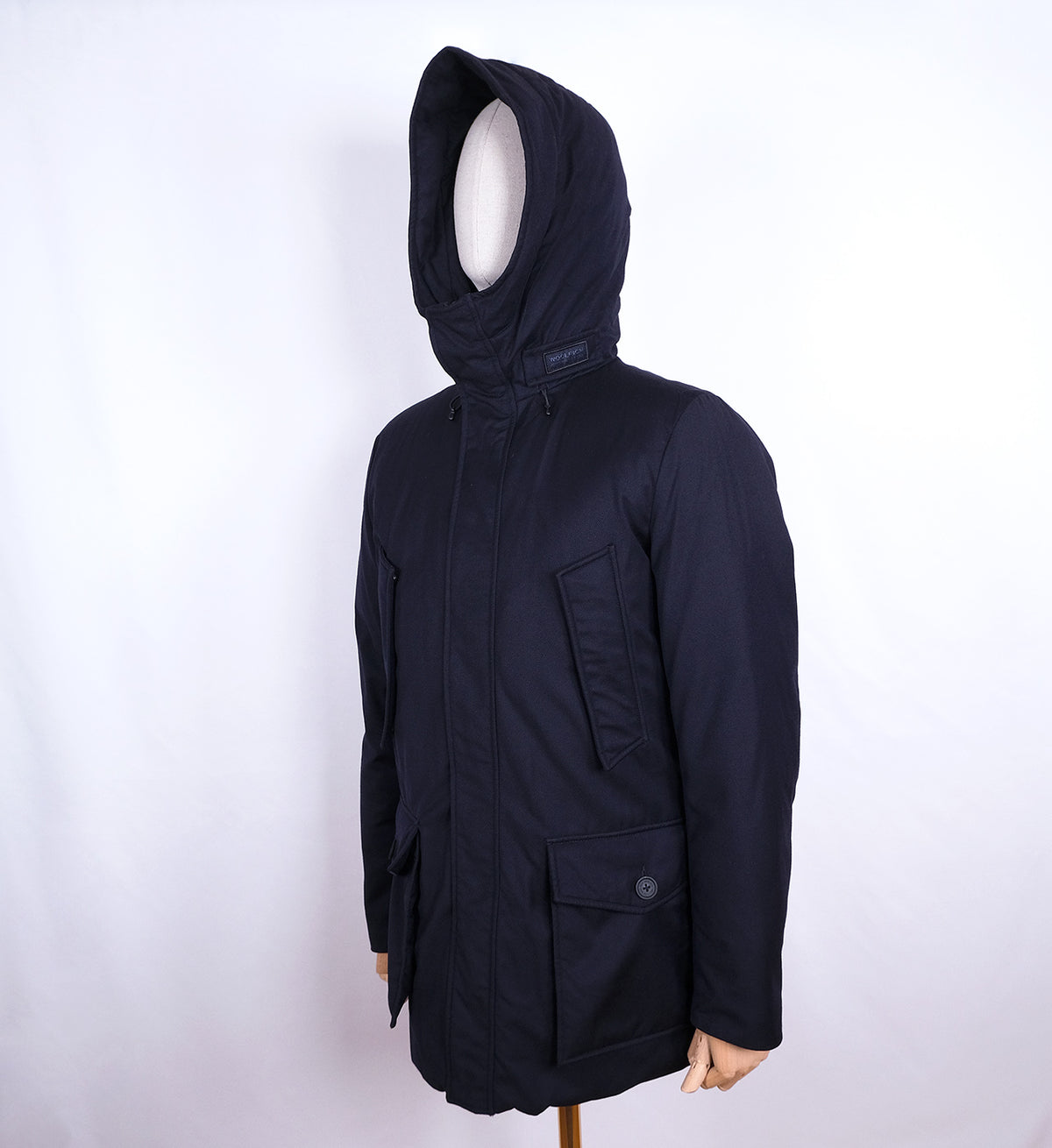 Woolrich, sininen parkatakki, koko M, villaa ja untuvaa