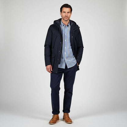 Woolrich, sininen parkatakki, koko M, villaa ja untuvaa